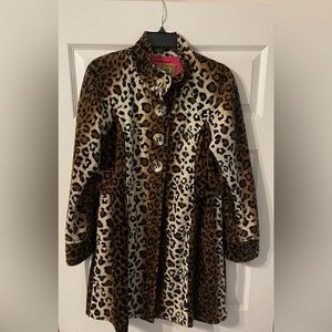 Leopard Print Knee Length Coat